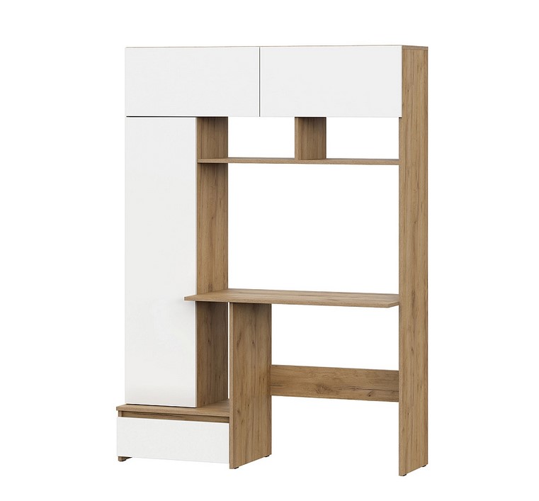 Стол письменный "Некст-1" с надстройкой (Белый/Дуб золотой)